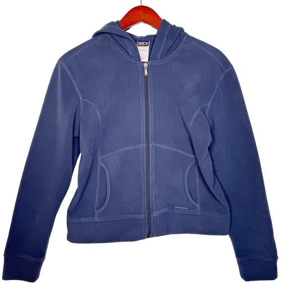 PATAGONIA Hooded Zip Front Fleece Jacket Size Medium in Dusty Blue - Picture 12 of 12